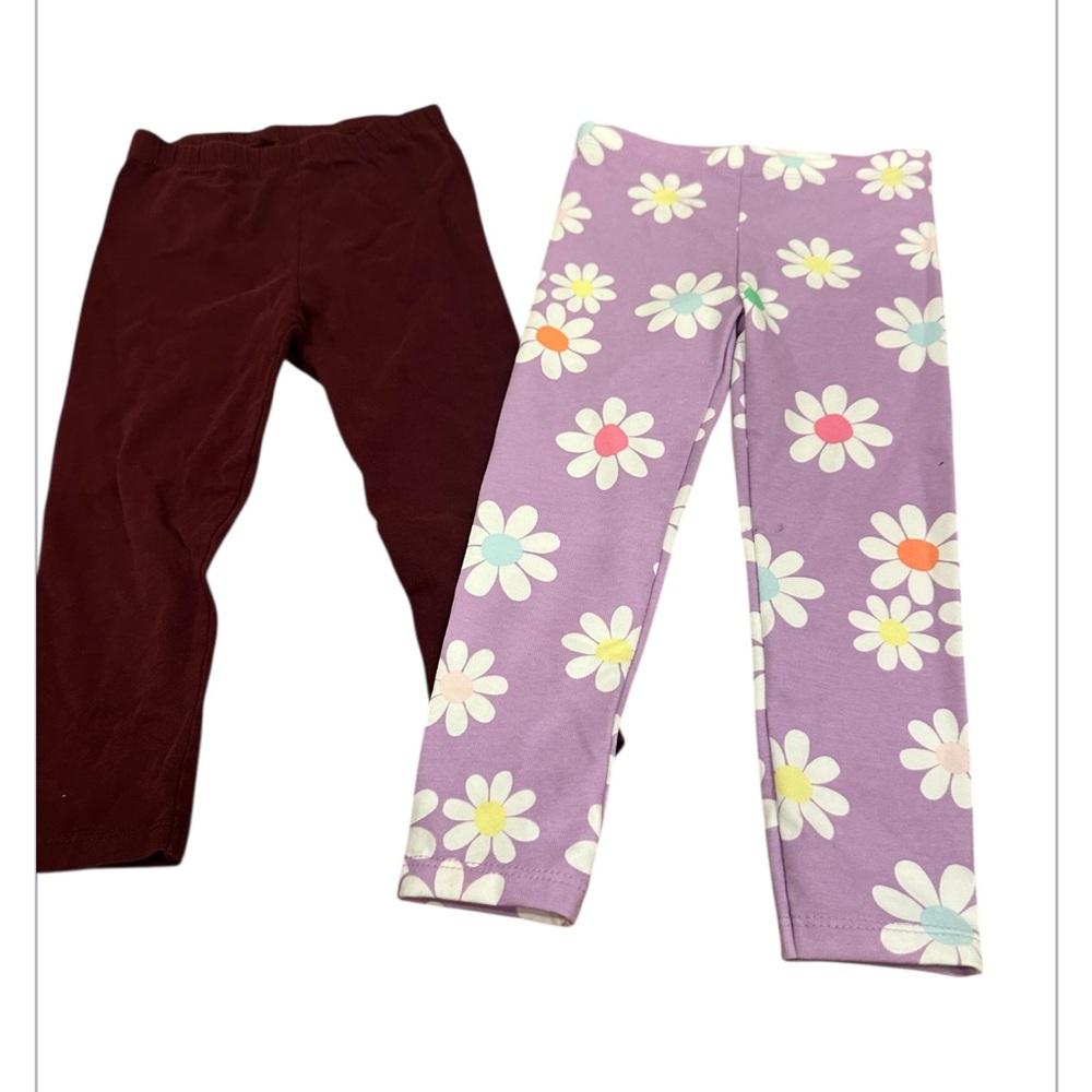 Floral and Maroon Kids Leggings bundle of 2